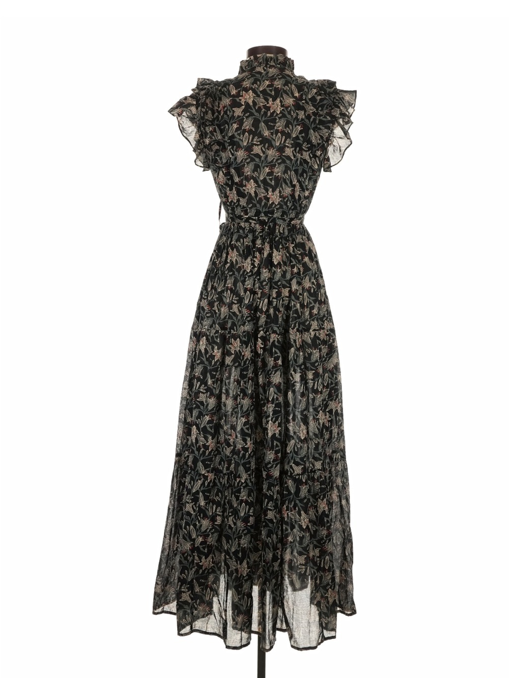 Doen Carnation Black Floral Ruffle Sleeve Maxi Dress - Picture 3 of 10
